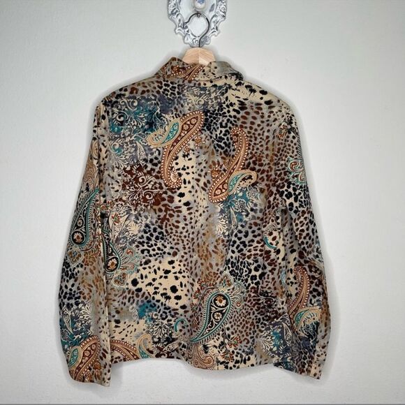 Vintage Life Style Paisley Animal Print Beaded Women's Jacket Large L - Picture 4 of 8
